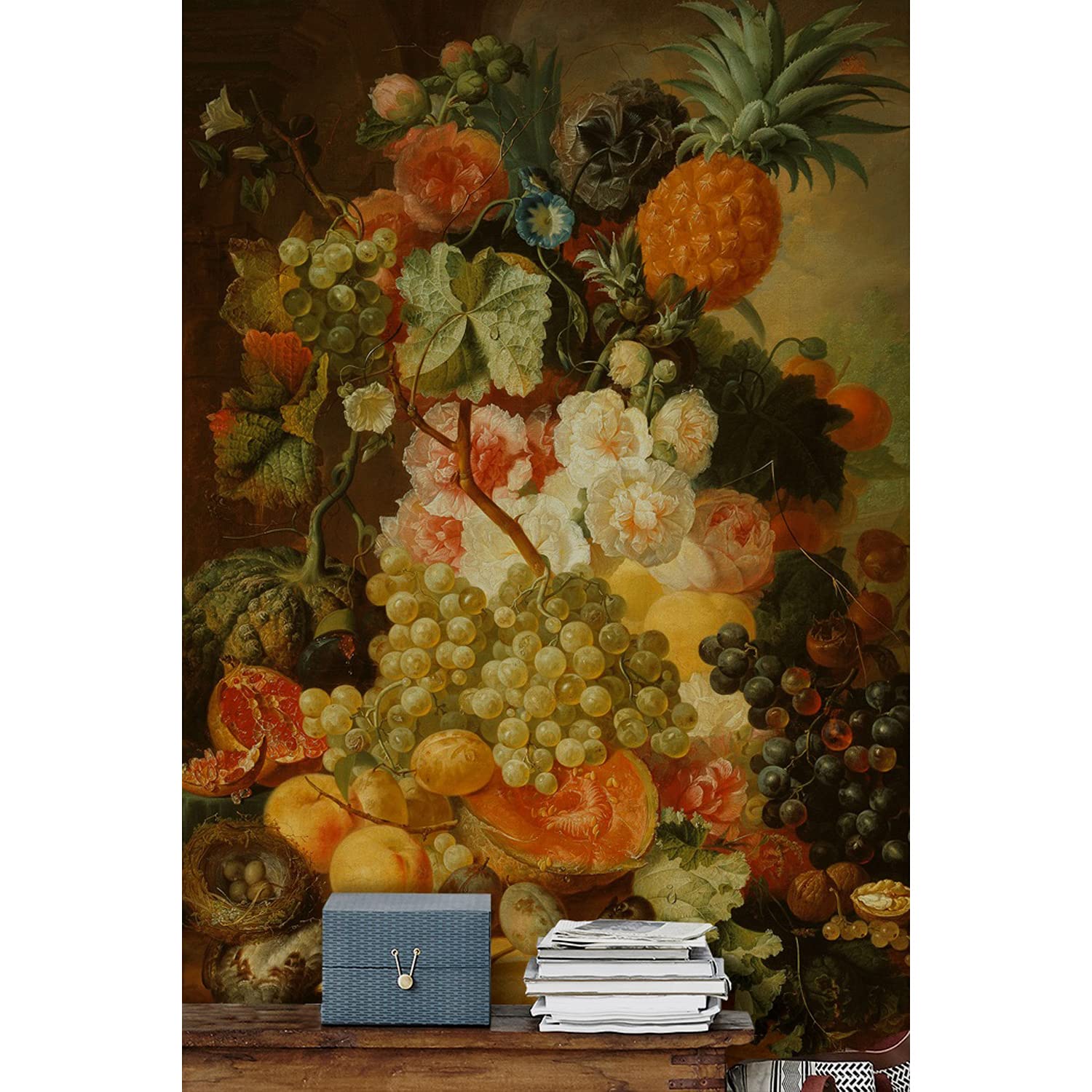 Papier peint fleurs et fruits 290x290cm pour créer une ambiance nature dans la cuisine