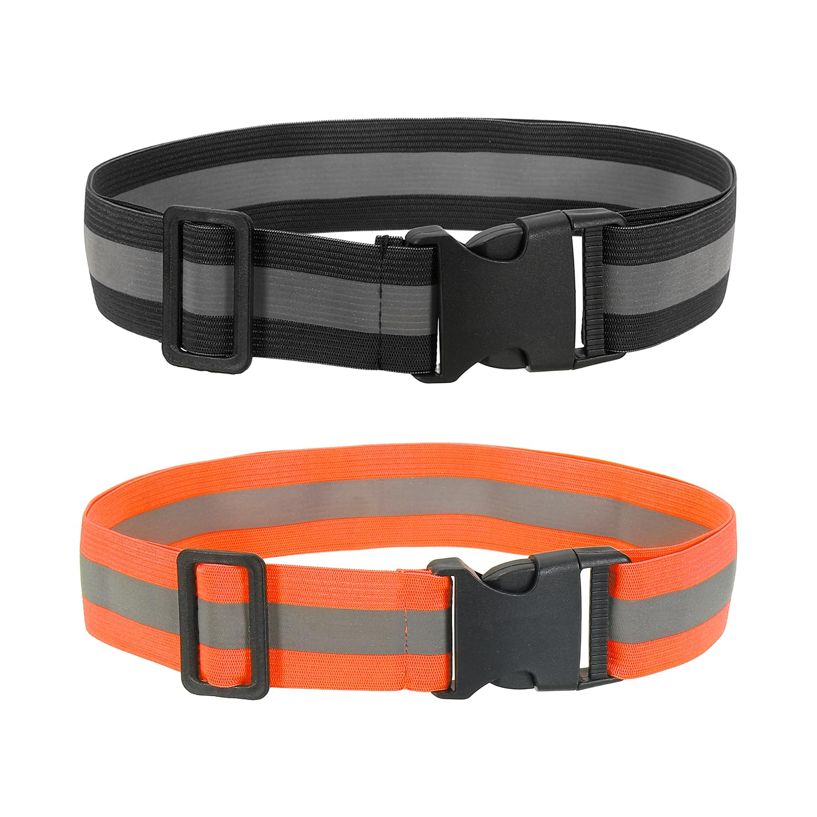 YELARXI Reflective Safety Belt, Adjustable High Visibility Glow Belt Outdoor Running Gear Accessories Fit For (Running/Walking/Cycling), 43.3 x 1.6 & 2 Pcs & Fluorescent Orange/Black