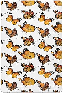 Juego de sábanas bajeras unisex para cuna de niño y niña, suaves, transpirables, para colchón de cuna de tamaño estándar, 52 x 28 pulgadas, diseño de mariposa, color marrón