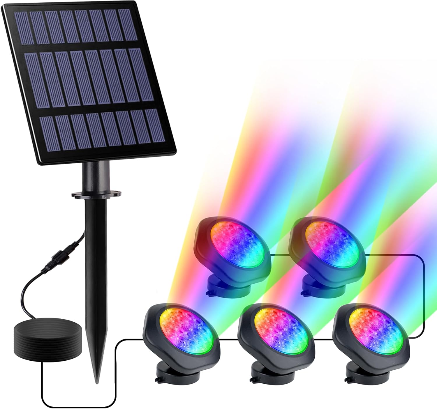 Mouliraty Solar Yard Lights RGB Pond Lights Outdoor IP68 Color Changing Spotlights Submersible Fountainlight Colored Adjust Outsidelandscape Lights G - View #12