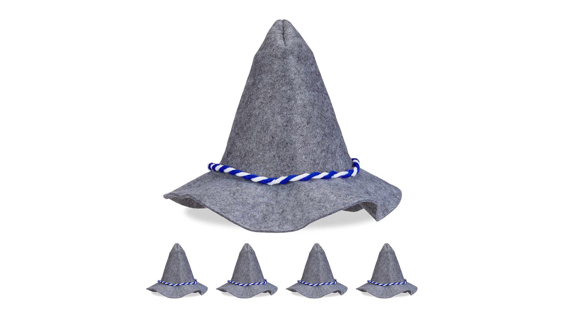 TE-Trend Seppelhut Filzhut - Blau-Weiße Kordel Für Oktoberfest & Volksfeste