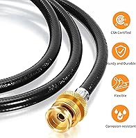 Vista 4 de GasSaf Manguera de propano de 5 pies, adaptador de propano convertidor de 1 libra a 20 libras, manguera de parrilla de gas de tanque de propano