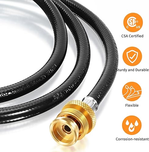 Miniatura 4 de GasSaf Manguera de propano de 5 pies, adaptador de propano convertidor de 1 libra a 20 libras, manguera de parrilla de gas de tanque de propano