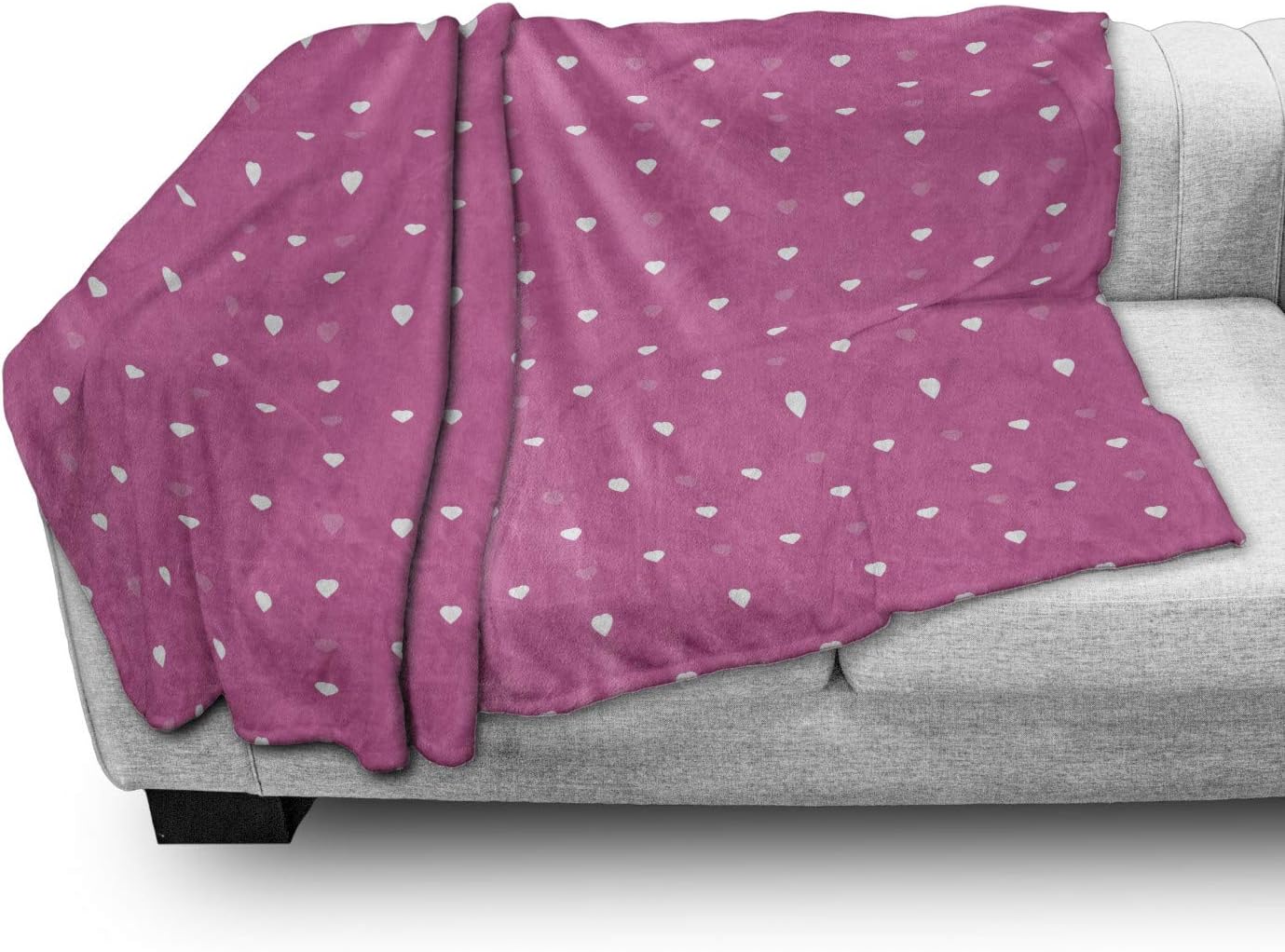 Lunarable Valentine's Day Throw Blanket, Little Hearts Pattern Romantic Couple Dating Flirt Theme Simple, Flannel Fleece Accent Piece Soft Couch Cover for Adults, 50" x 60", Pink White