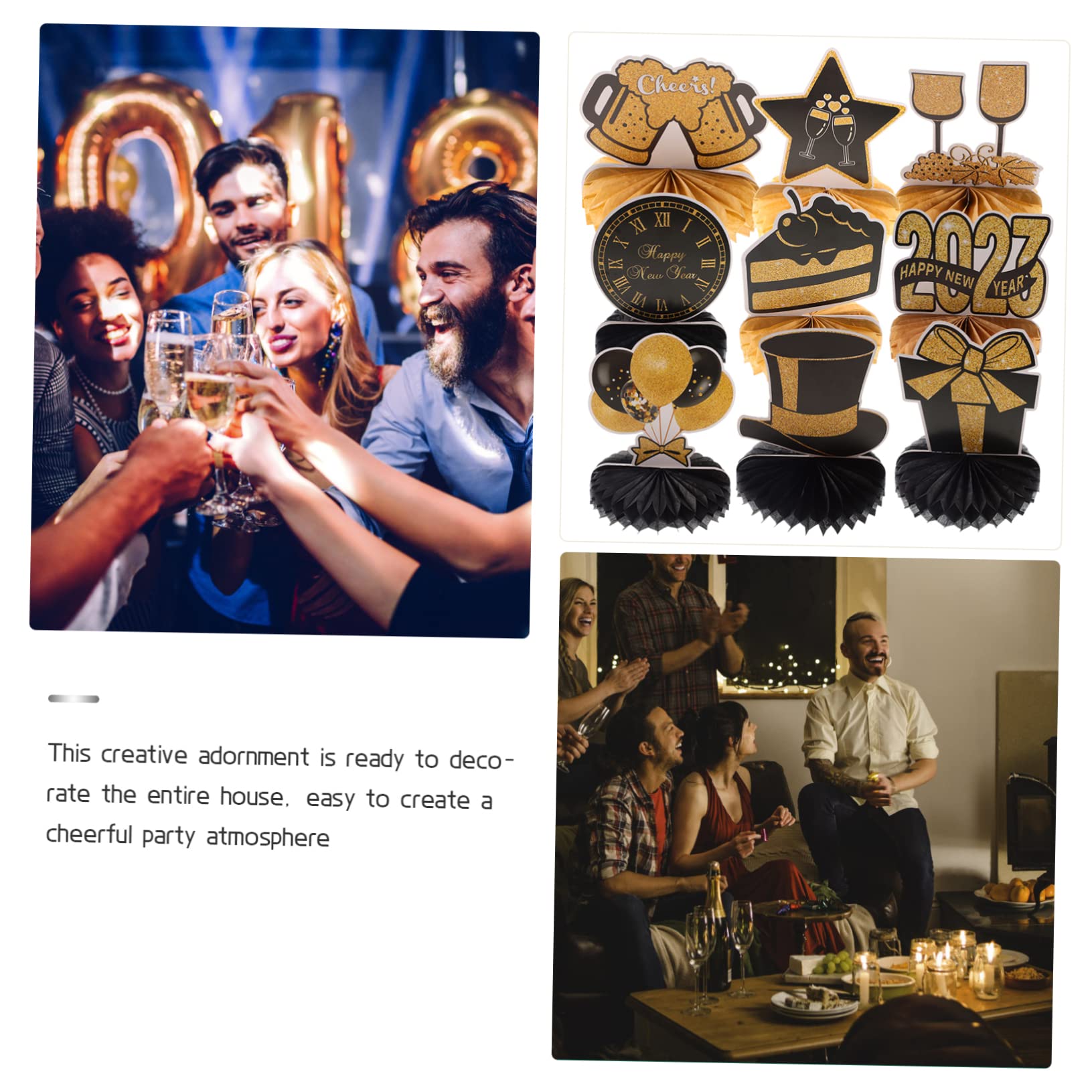 Cabilock 5 Sätze Dekoration des neuen Jahres Tafelaufsätze zum Mondneujahr Glitzer-Waben-Mittelstück Tischdekoration office party Waben-Mittelstücke für die Silvesterparty Partydekorationen
