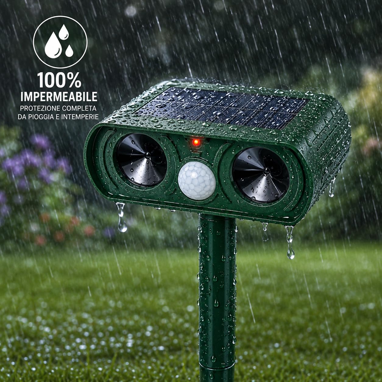 SONICFIELD Ultrasuoni per Piccioni Solare con Sensore PIR, Dissuasore per Uccelli e Volatili, Spaventa Piccioni da Balcone, Repellente per Giardino contro Gatti, Cani, Talpe e Scoiattoli, 225m²