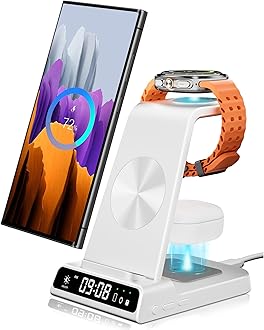 Wireless Charger for Samsung Devices, Wireless Charging Station for Galaxy S25 Ultra/S25+/S25/Z Flip7/Z Fold/S24 Ultra/S23/S22/S21, for Galaxy Watch 8/8 Classic/7/Ultra/6/5 Pro/5/4, Galaxy Buds3 Pro