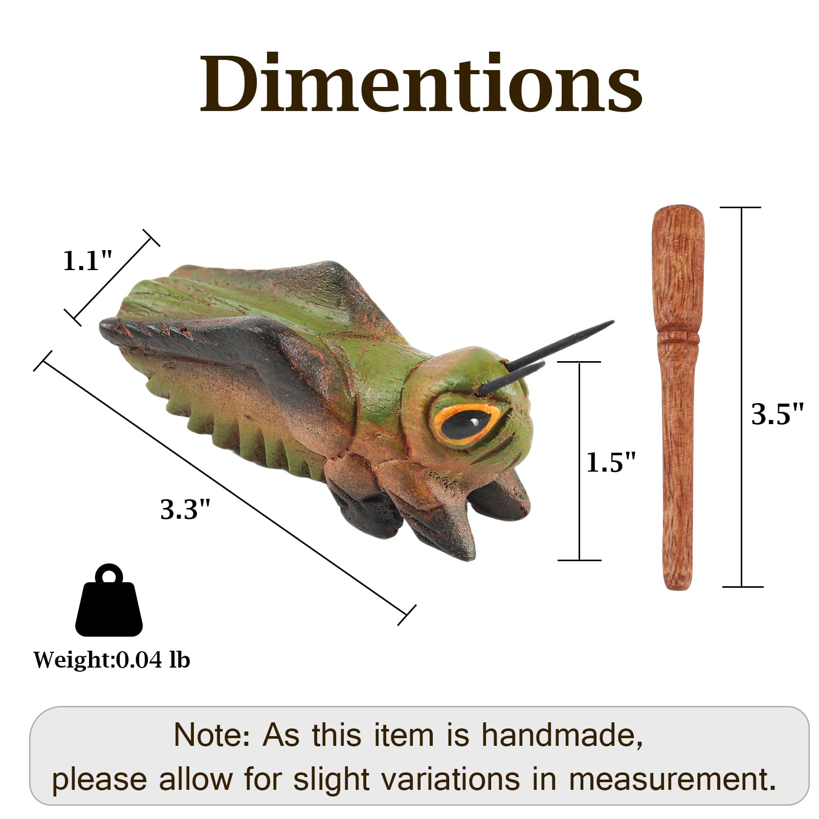 Instrument de cricket en bois de 8,4 cm - Râpe Guiro - Percussion musicale