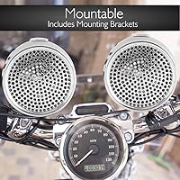Vista 3 de Pyle Sistema de altavoz y amplificador de motocicleta de 300 vatios resistente a la intemperie con dos altavoces impermeables de 2.25 pulgadas