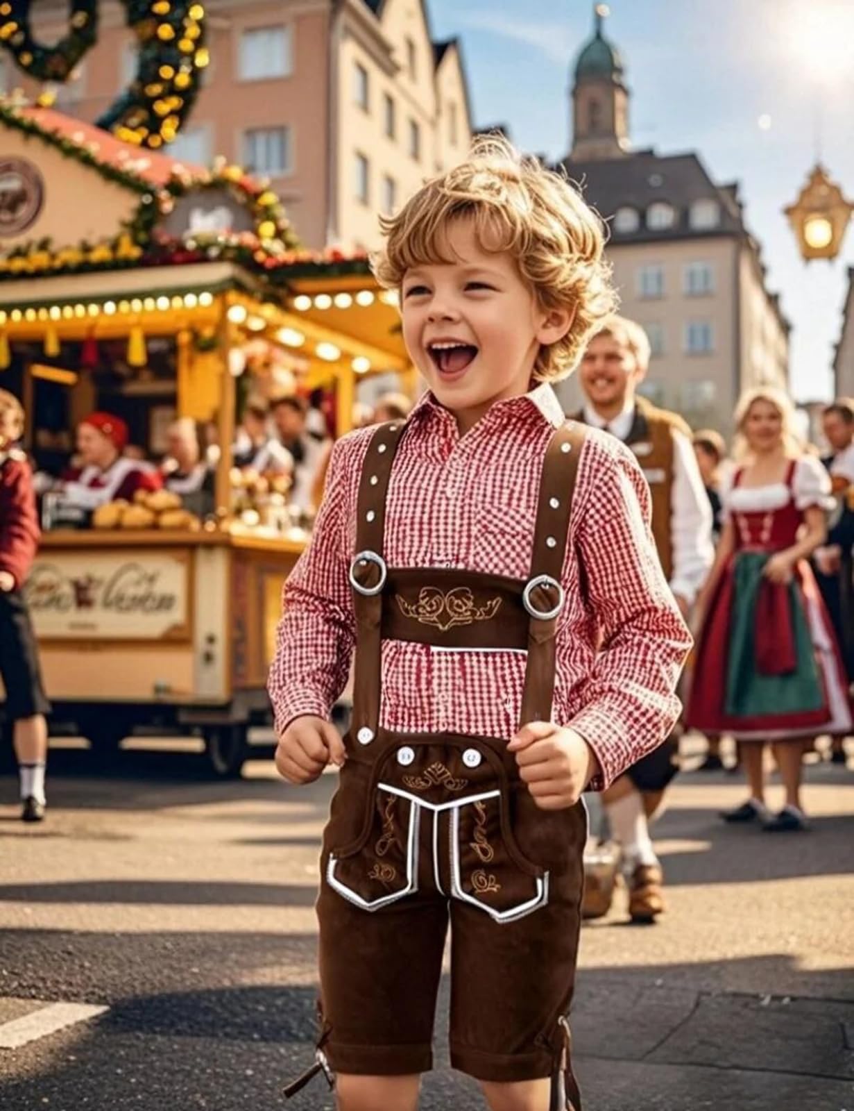 Short Salopette pour Garçons - Vêtements pour l'Oktoberfest - 5-12 Ans