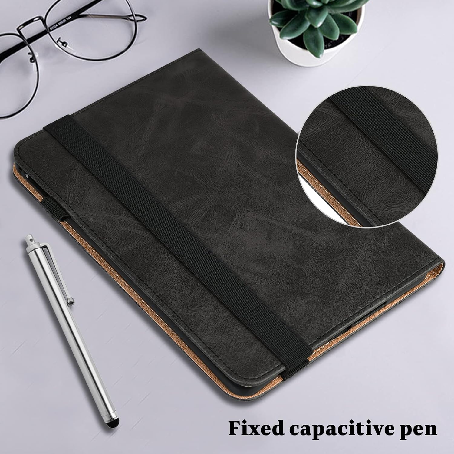 for All-New Kindle Fire HD 10 Tablet Case 13th Generation 2023 Release 10.1", PU Leather Folio Stand Solid Business Cover with Card Slots for Fire HD10 & HD 10 Plus Tablet 2023 - Black