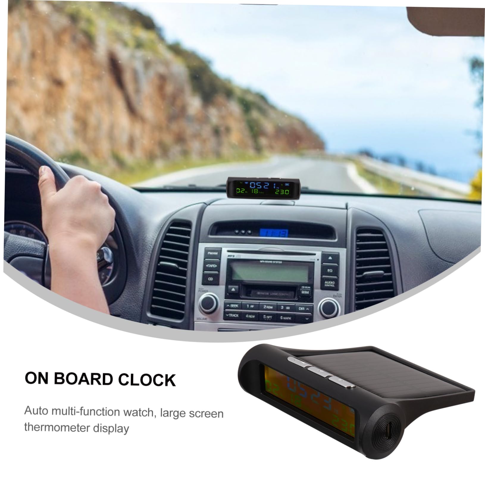 SOLUSTRE 3piezas Reloj Solar Digital Para Coche y Monitor De Presión De Neumáticos Pantalla Led Multifuncional Para Automóvil