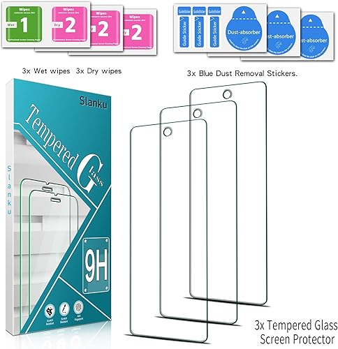 Miniatura 7 de Slanku Paquete de 3 Protector de pantalla de vidrio templado diseñado para Google Pixel 6, protector de pantalla HD, compatible con lector de