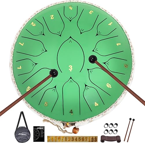 Miniatura 8 de Tambor de lengua de acero, 13 notas, 12 pulgadas, tambor de acero con bolsa de tambor, libro de música, mazos de tambor, soporte de mazo, púas de