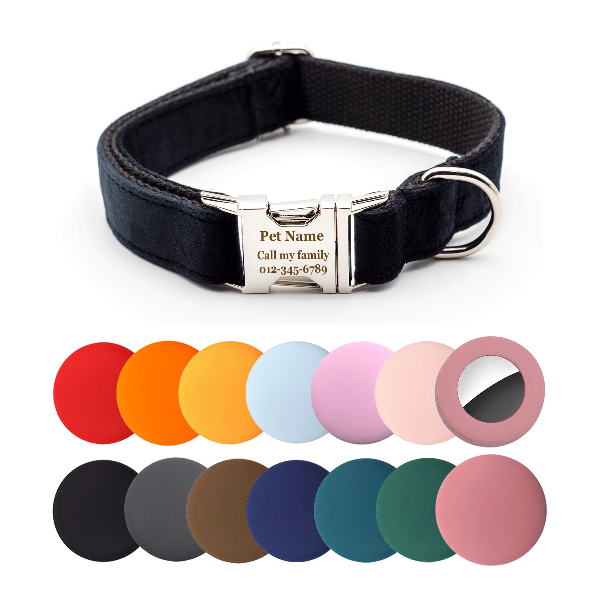 Personalized Dog Collar Thick Velvet (Black)