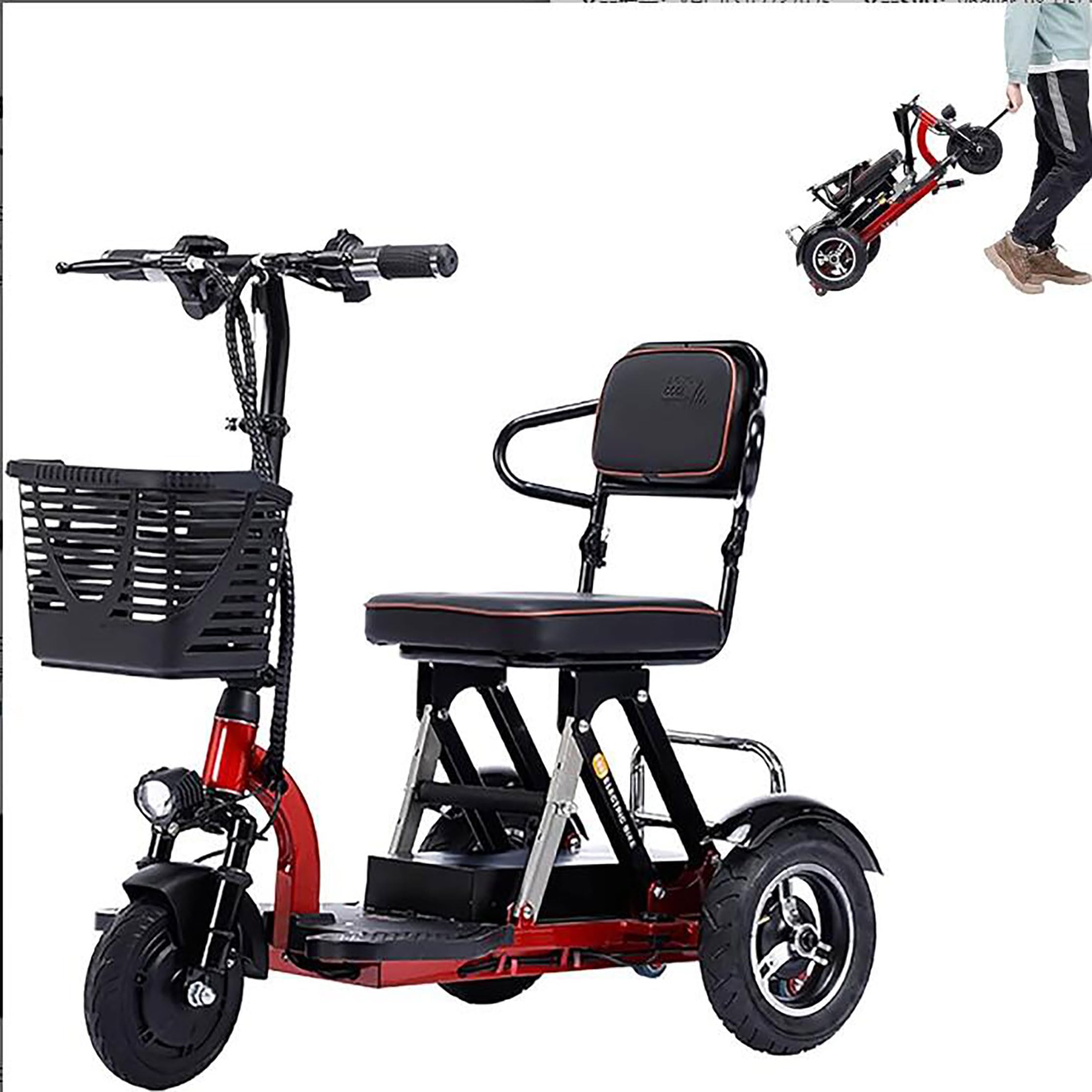 YDIJFLL Motonetas de Movilidad para Adultos, 48V30Ah, Scooters de Viaje portátiles Ligeros, Scooter Plegable, Almacenamiento móvil para Maletero de Coche para Personas Mayores
