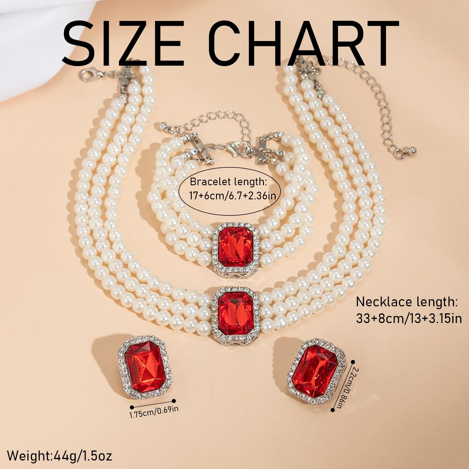 Conjunto de Joyas Perlas Mujer 3 Piezas Multicapa Collares y Pulseras de Perlas Pendientes de Cristal Geométricos Vintage Juego de Joyas para Fiestas Bailes de Graduación Bodas Festivales