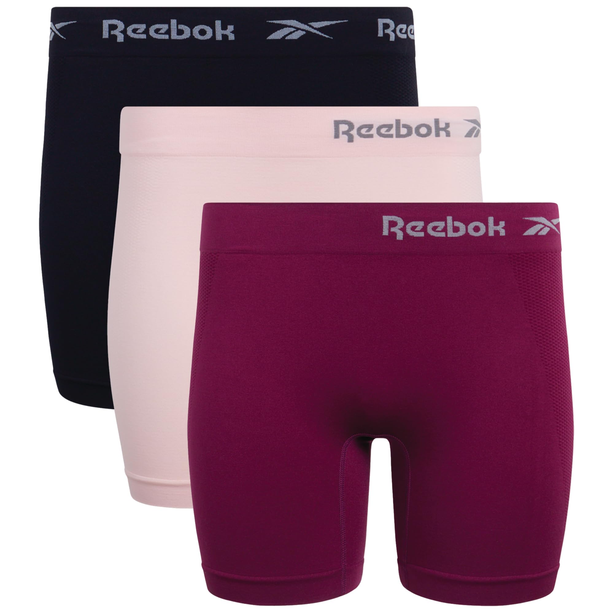 Reebok Damen-Shorts, Unterwäsche – 3er-Pack, nahtlos, lange Beine, Boyshorts für Frauen (S-3X, erhältlich in Übergröße)