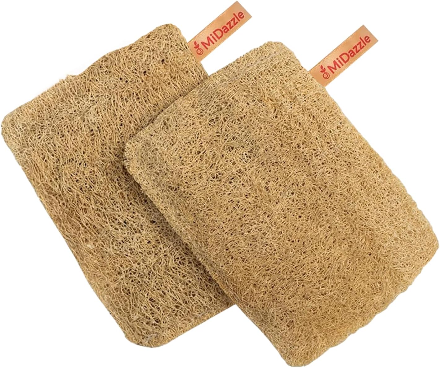 Omidazzle Natural Sun Dried Bath Loofah, Body Sponge & Scrubber for Men & Women | Organic Luffa for Bath Shower Skin Exfoliation (Pack of 2)