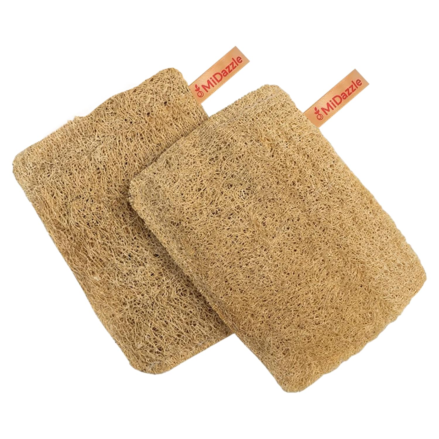 Midazzle Natural Sun Dried Bath Loofah, Body Sponge & Scrubber for Men & Women | Organic Luffa for Bath Shower Skin Exfoliation (Pack of 2)