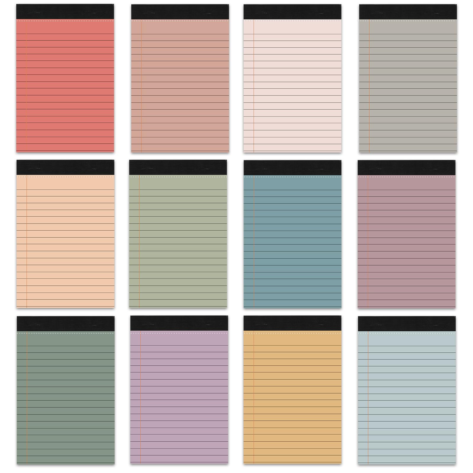 12 PCS 4 x 6 Small Legal Pads College Ruled Lined Mini Pad 80 GSM Vintage Colored Notepad