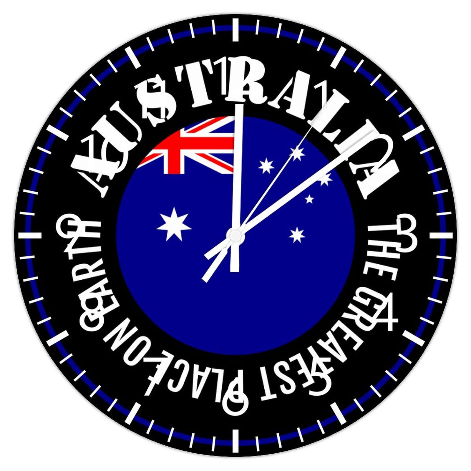 Horloge silencieuse sans tic-tac avec drapeau Australie en PVC pour un sommeil paisible