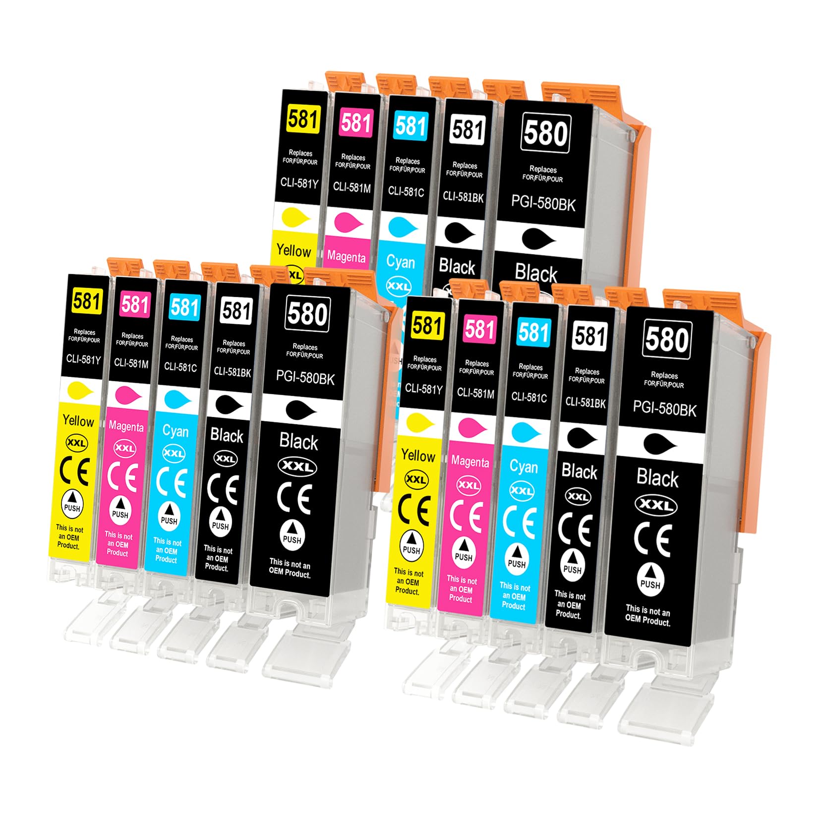 Yowell PGI-580 CLI-581 Cartucce per Canon 580XL 581XL Multipack per Canon TS6350 per PIXMA TR7550 TR8500 TR8550 TS705 TS705a TS6250 TS6300 TS6350a, Confezione da 15