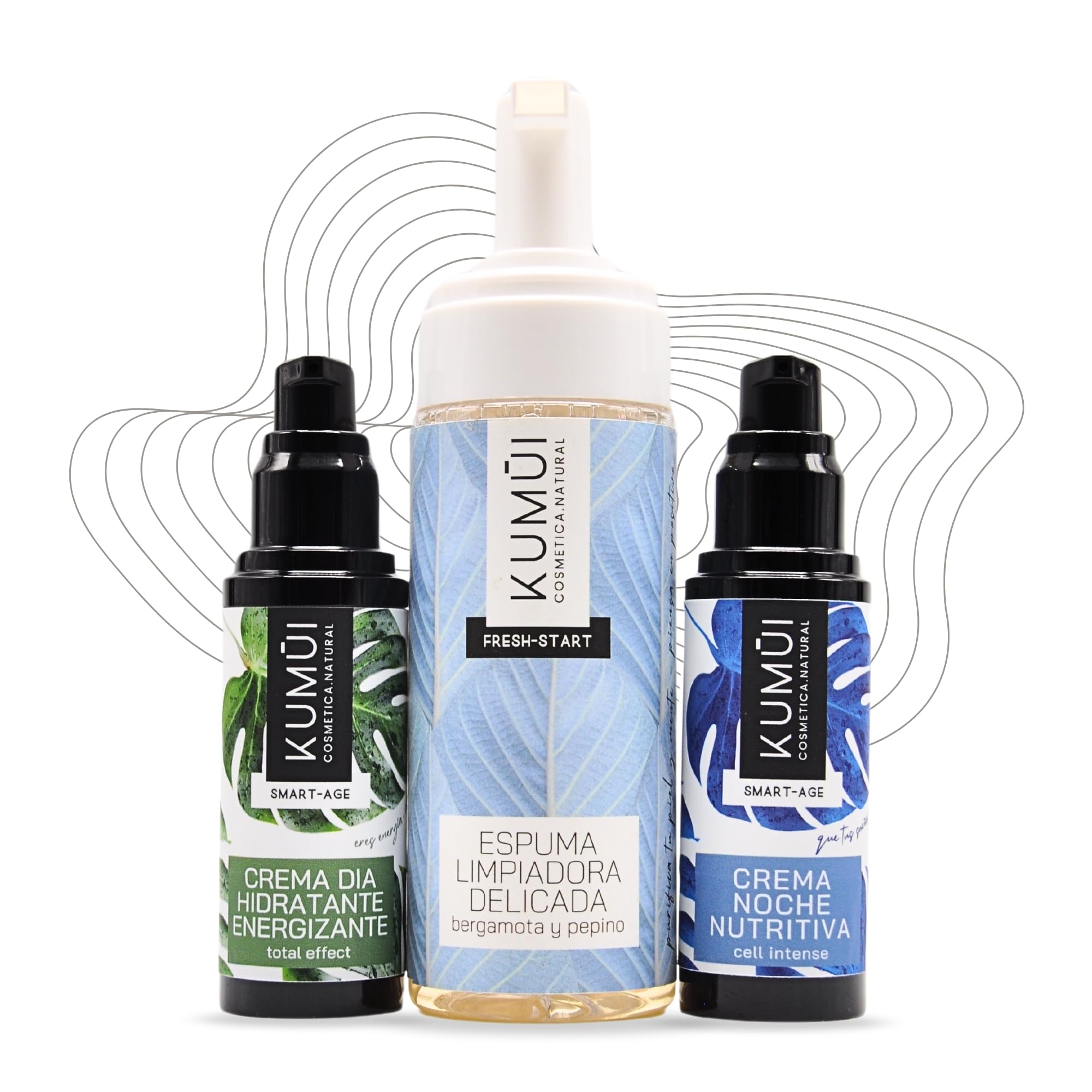 Pack Rutina Skincare Hombre y Mujer - Crema Hidratante Día/Noche energizante y nutritiva + Espuma Limpiadora Facial Sin Sulfatos – Cuidado Natural para tu Piel y el Medio Ambiente - 3 productos