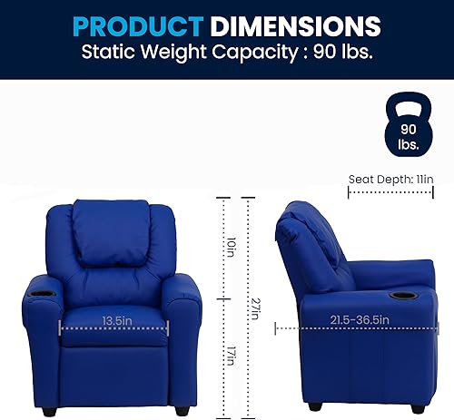 Miniatura 106 de Flash Furniture - Sillón reclinable contemporáneo para niños, color beige vinilo con base para vasos y reposacabezas Vinilo Lavanda,Vinilo