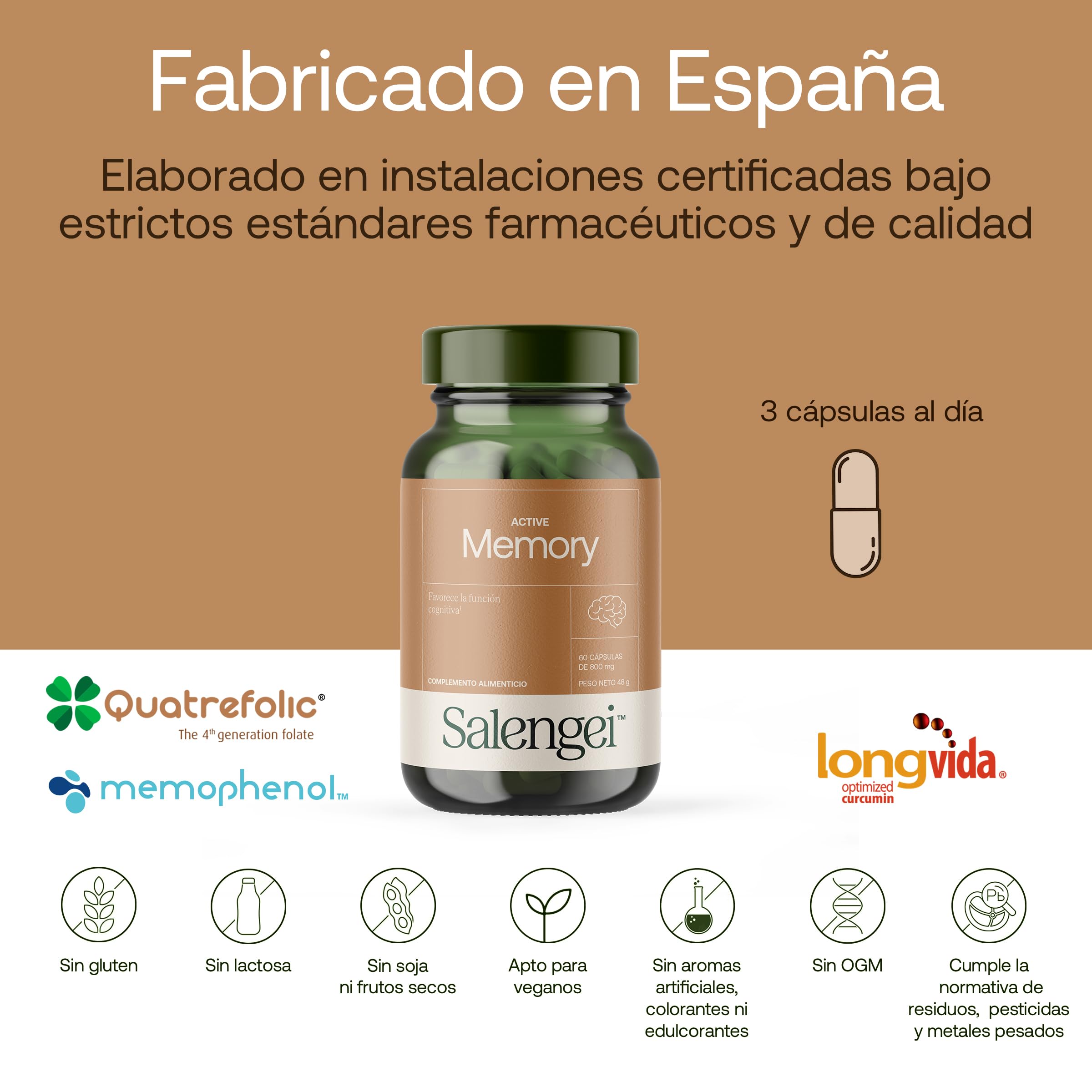ACTIVE MEMORY – Memofenolo (Polifenoli) | Longvida (Curcumina) | A base vegetale, vitamine del gruppo B e antiossidanti | Supporta le funzioni cognitive, la memoria e la concentrazione |