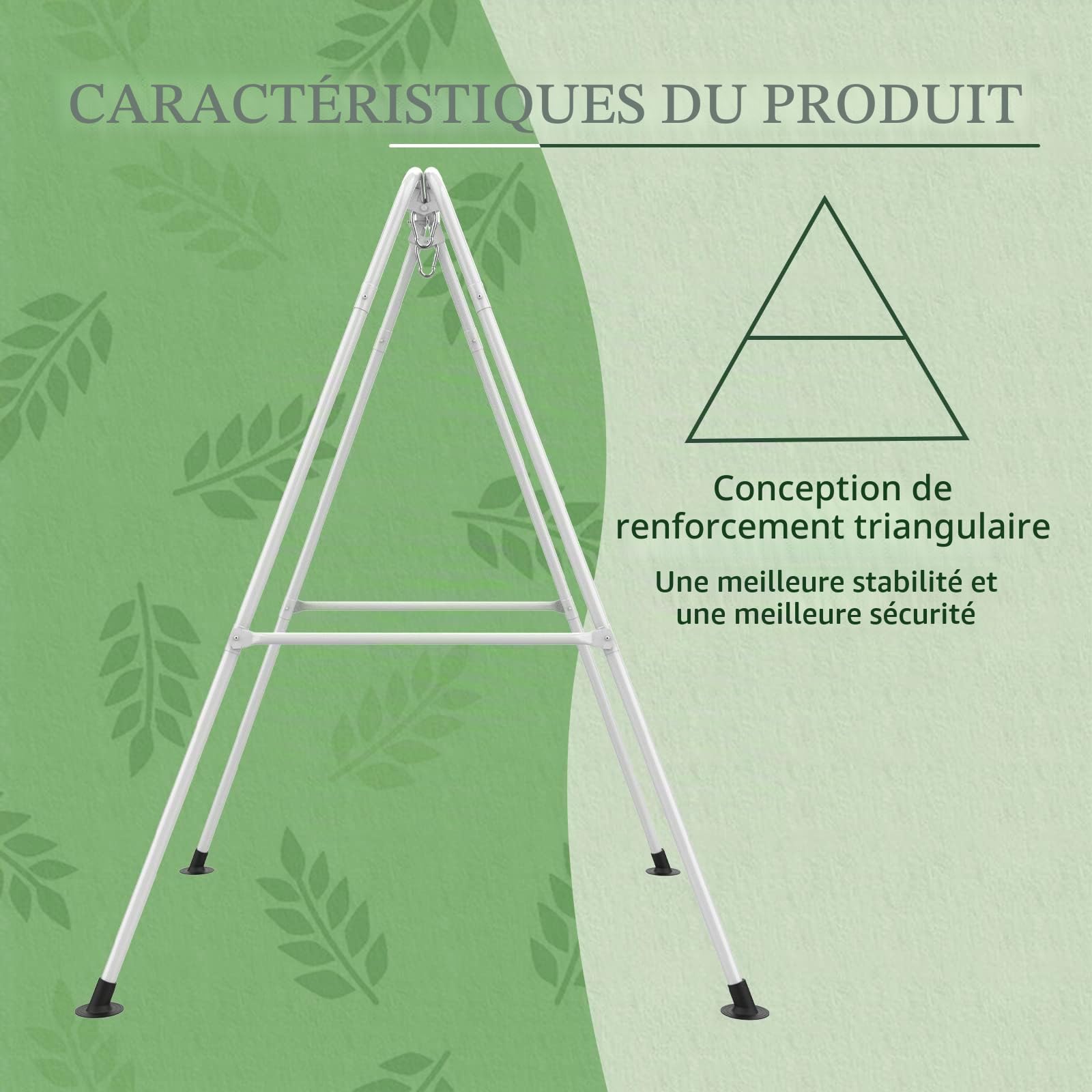 G TALECO GEAR Armature de hamac, pour fauteuil suspendu, charge maximale : 150 kg, pour l'intérieur ou l'extérieur, avec support (blanc A)
