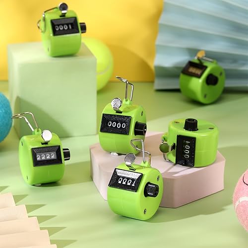 Miniatura 5 de TOODOO Paquete de 6 contadores de mano de 4 dígitos mecánicos de palma, contador de clics de plástico con anillo de dedo de metal para contar