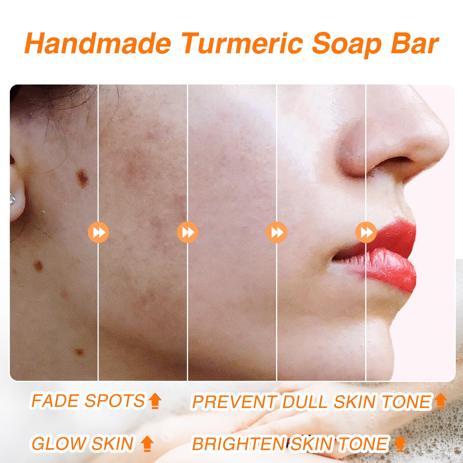 Asheyya 2 Pcs Kojic Acid Soap, Handmade Organic Lemon Turmeric Soap for Acne Dark Spots and Smooth Skin, 100 g (Pack of 2) - Image 2
