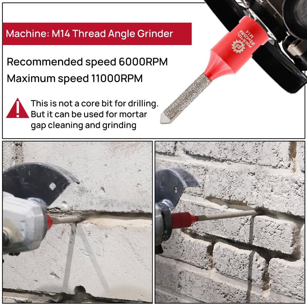 Diamond Mortar Raking Bit,BRSCHNITT 5/16 Inch X 4 Inch Diamond Mortar Router With 5/8-11 Thread For Mortar Raking Tuck Pointing Granite Marble Concrete Masonry Stone Removals (8x100mm