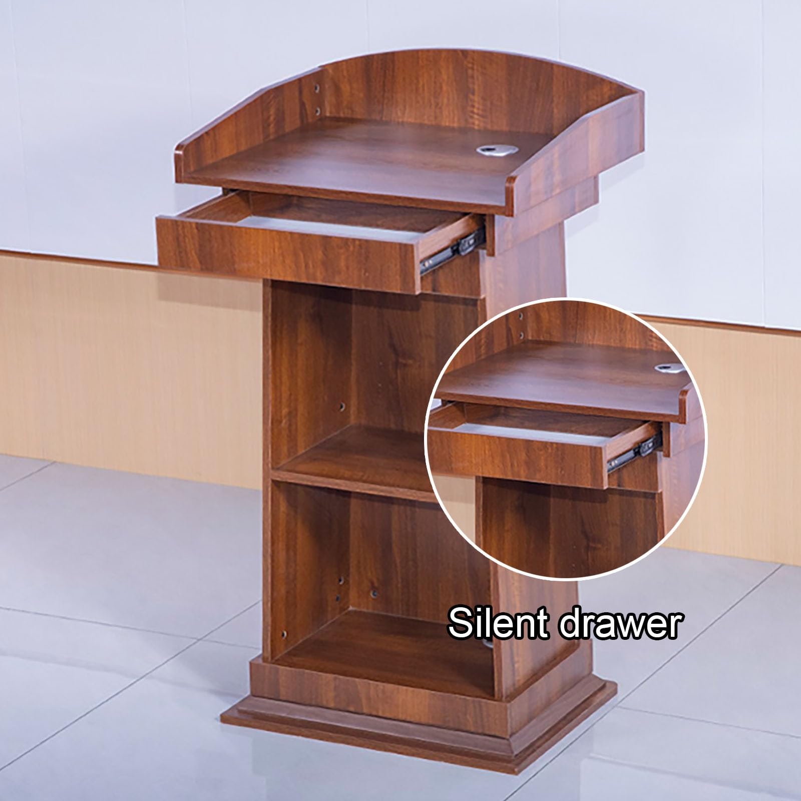 Wooden podium stand, Pulpit Podium Stand with Storage Shelf Premium MDF Material, pulpits for churches, podium stand portable for Office(White)