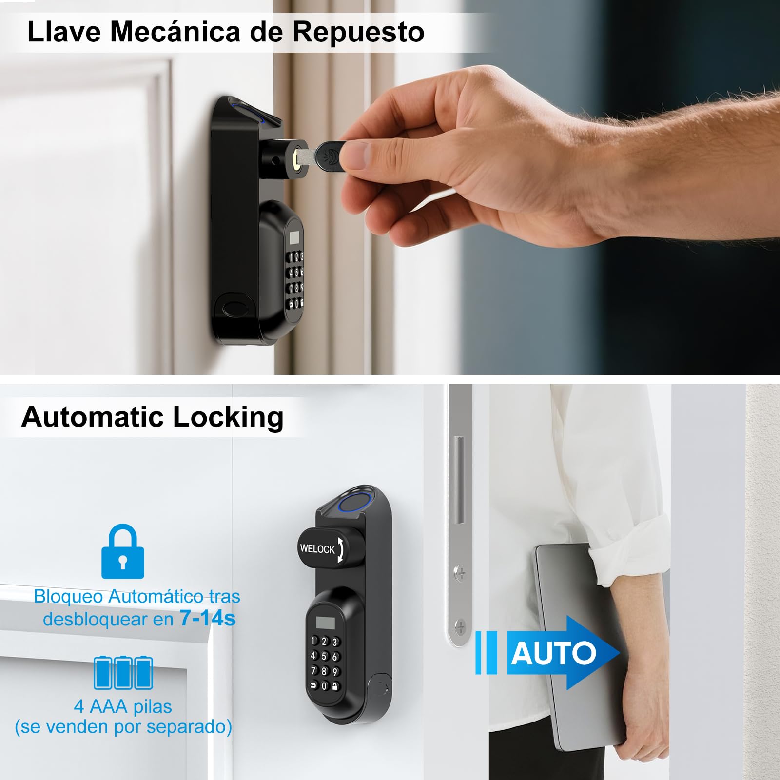 WELOCK U81 Smart Lock,Cerradura Inteligente con Huella Digital,Contraseña,Tarjeta RFID y APP,Cerradura Inteligente WiFi,cerradura electronica exterior para puertas de 50-90mm,Fácil instalación