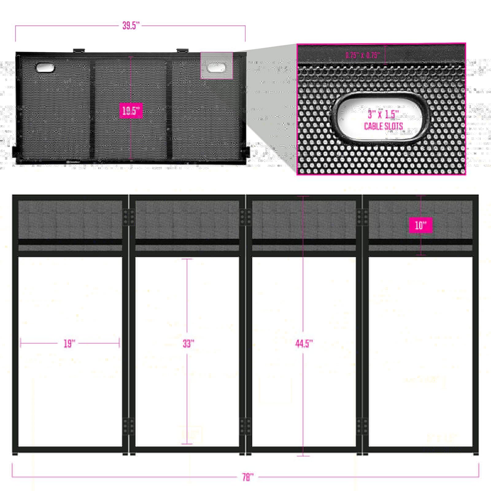 Cabina de DJ con fachada, Mesa de DJ con fachada, Mesa Plegable de 40 x 40 x 20 Pulgadas con Superficie Plana para DJ con Tejido Blanco y Negro, Bolsa de Transporte Acolchada