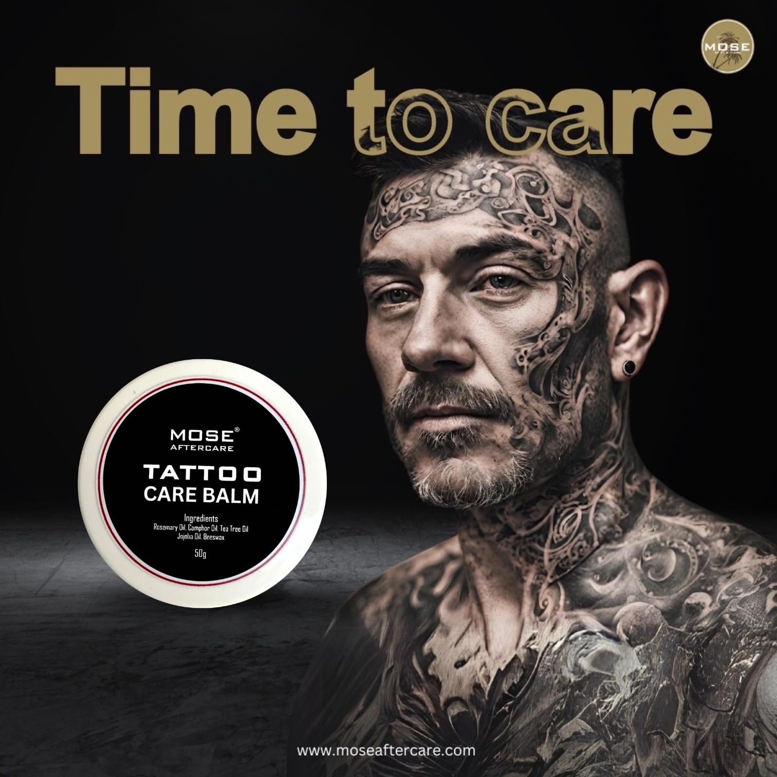 Mose Aftercare Tattoo Care Balm (50g) With Beeswax, Natural Essentials Oils & Fragrance. 100% Organic & Hand Made Tattoo Care Balm 2