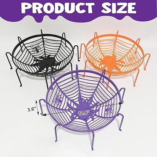 Miniatura 9 de Paquete de 6 tazones para dulces de Halloween con forma de araña, cuencos espeluznantes para servir dulces grandes, de plástico de alta calidad para