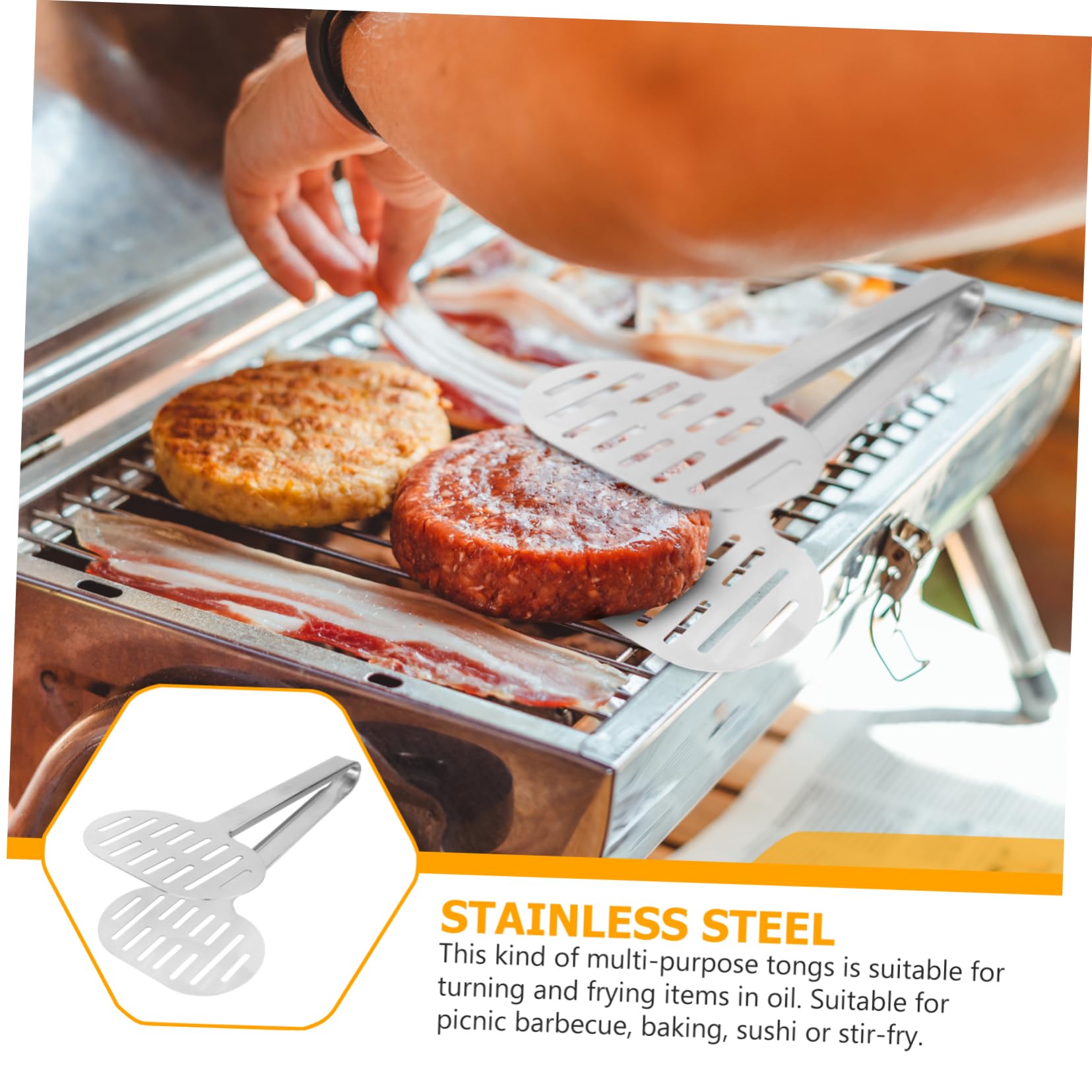 IMIKEYA 3pièces Pince à Aliments Acier Multifonctionnelle Pour Cuisine Pince Anti-brûlure Pour Burgers Poissons Œufs Pour Buffets Et Réceptions