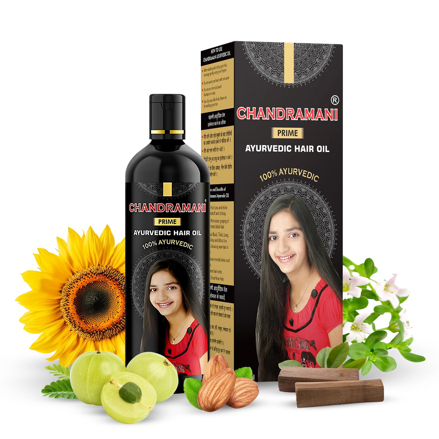 CHANDRAMANI Prime Ayurvedic Hair Oil with Natural Ingredients for All Hair Types, 800ml, 4 Pack-image-6