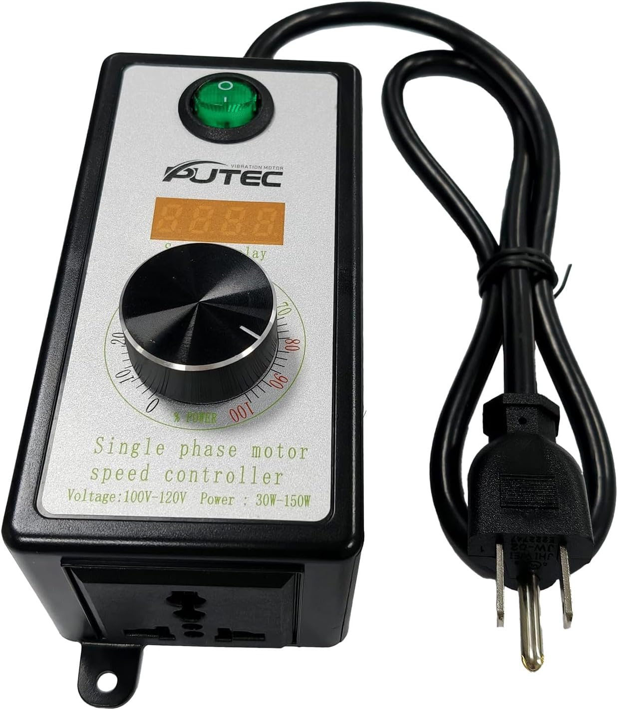 AC Motor Speed Controller Single Phase 110V/220V Vibration Motor Governor Supports Low Speed Start for 30W-120W Motor with Digital Display