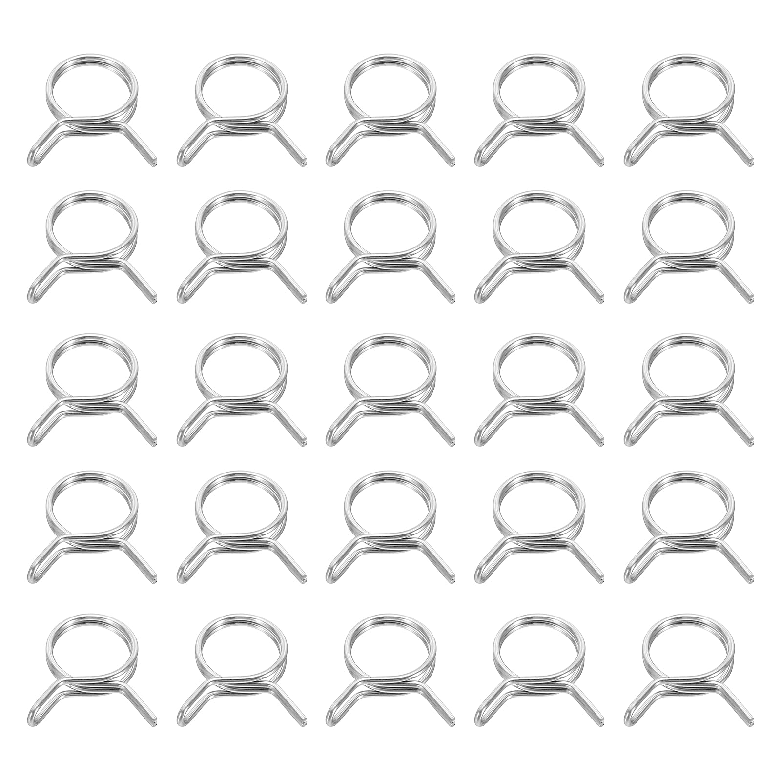 sourcing map Double Wire Fuel Line Hose Clips 13mm ID 13-15.6mm OD, 25Pcs Stainless Steel Tubing Spring Clips Clamps Assortment for Air Hose Tube Water Pipe Motorcycle Scooter ATV, Silver