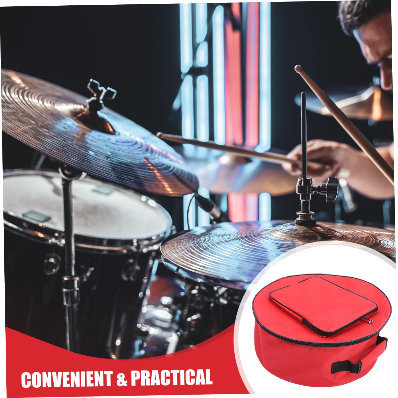 HANABASS Snare Drum Carrying Pouch Red Oxford Fabric Tear-resistant for Drum Travel