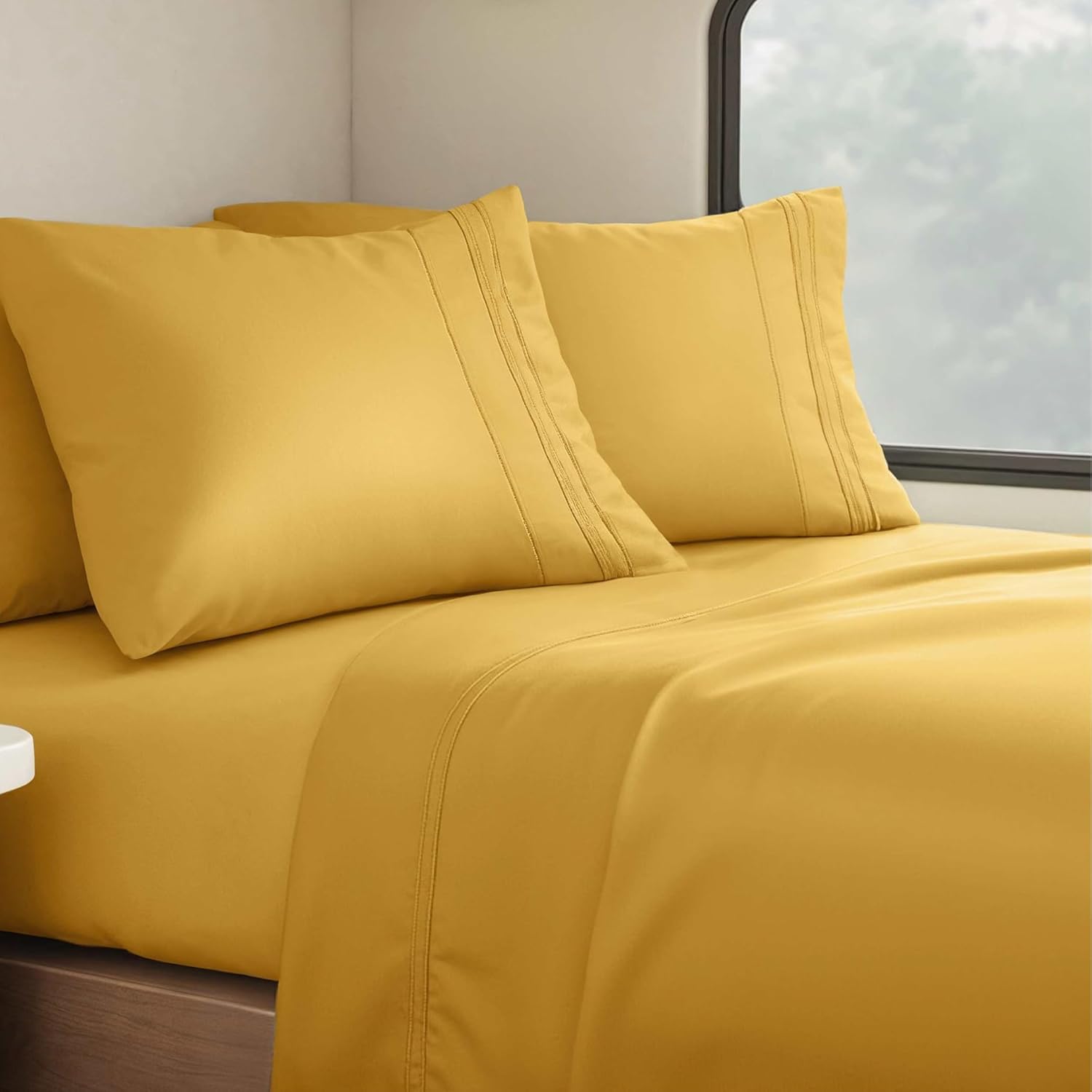 Clara Clark Bed Sheets Premier 1800 Series 4 Piece RV Queen Sheet Set Luxury Soft Sheets for RV