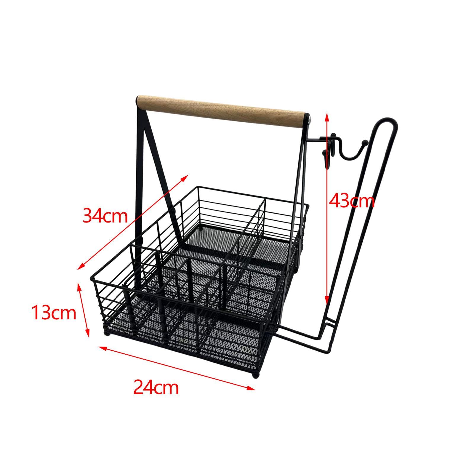 Organizador de Condimentos para Picnic Y Barbacoa con 6 Compartimentos Y Soporte para Utensilios.
