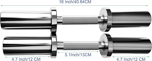 Miniatura 3 de Asas de mancuernas con 2 pares de clips para collares, barras de mancuernas olímpicas cargables, barras de mancuernas de 16 pulgadas para gimnasio