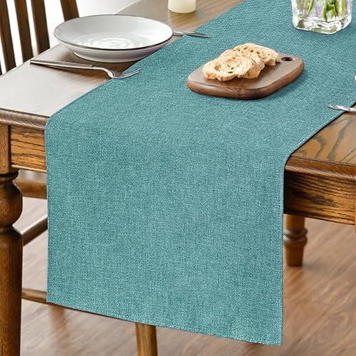 Artoid Mode Turquoise Aqua Table Runner, Seasonal Summer Washable Kitchen