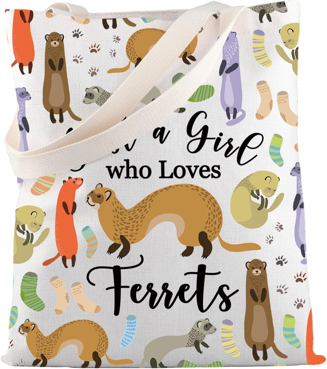 MBMSO Ferret Gifts for Women Ferret Tote Bag for Ferret Lovers Gifts Ferret Mom Gifts Ferret Shopping Bag Ferret Owner Gifts