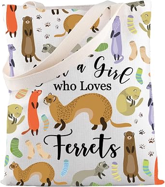 MBMSO Ferret Gifts for Women Ferret Tote Bag for Ferret Lovers Gifts Ferret Mom Gifts Ferret Shopping Bag Ferret Owner Gifts